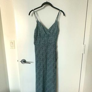 Green floral wrap dress